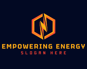 Hexagon Lightning Bolt logo design