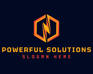 Hexagon Lightning Bolt logo design