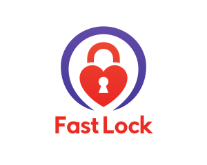 Heart Keyhole Padlock logo design