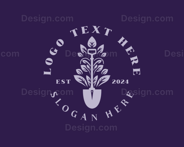 Leaf Plant Shovel Gardening Logo