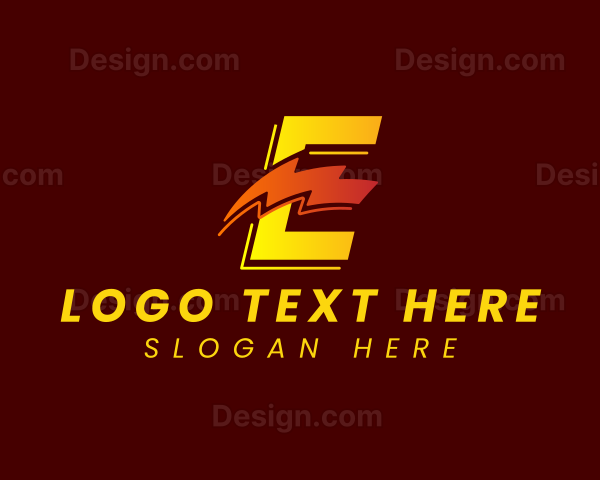 Lightning Energy Bolt Letter E Logo