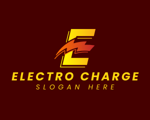 Lightning Energy Bolt Letter E  logo design