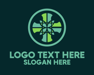 Cross Pattern Leaf Mosaic Logo