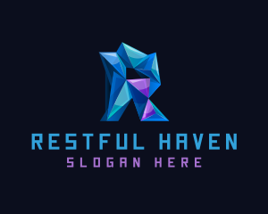 3D Crystal Letter R logo design