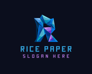 3D Crystal Letter R logo design