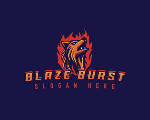 Flame Fire Wolf logo design