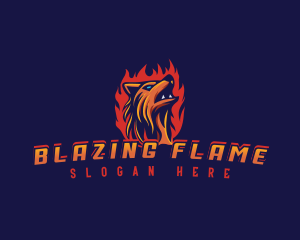 Flame Fire Wolf logo design