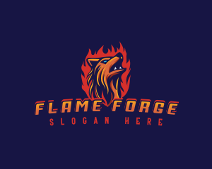 Flame Fire Wolf logo design