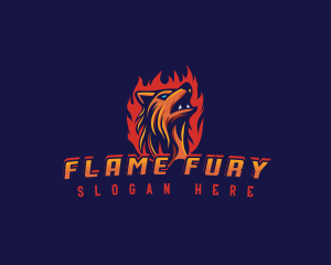 Flame Fire Wolf logo design