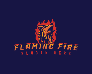 Flame Fire Wolf logo design