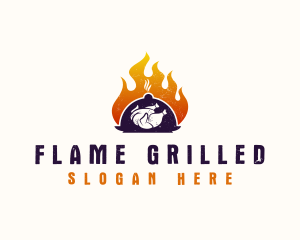 Flame Roast Chicken logo design