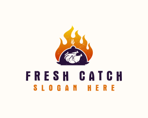 Flame Roast Chicken logo design