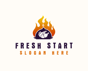 Flame Roast Chicken logo design