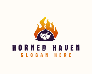 Flame Roast Chicken logo design