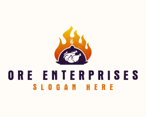 Flame Roast Chicken logo design