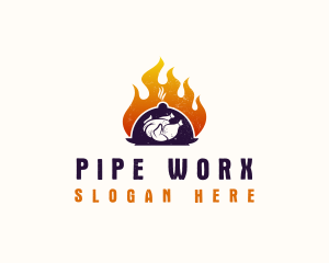 Flame Roast Chicken logo design