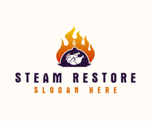 Flame Roast Chicken logo design