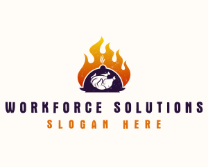 Flame Roast Chicken logo design