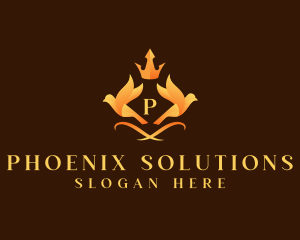 Crown Bird Phoenix logo design