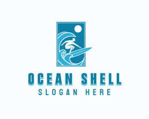 Ocean Wave Surfing logo design