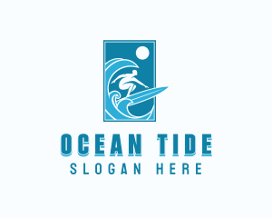 Ocean Wave Surfing logo design