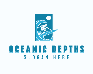 Ocean Wave Surfing logo design