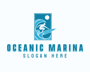 Ocean Wave Surfing logo design