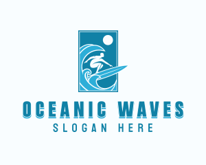 Ocean Wave Surfing logo design