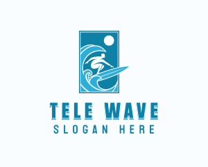 Ocean Wave Surfing logo design