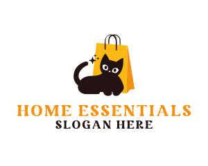 Cat Shopping Bag logo design