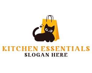 Cat Shopping Bag logo design