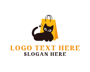 Shopping - Cat Shopping Bag logo design