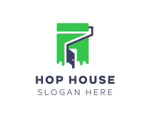 House Construction Paint Roller logo design