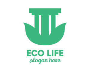 Eco Leaf Pillar logo design