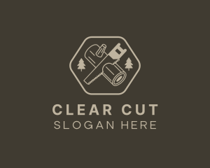 Saw Log Cutting logo design