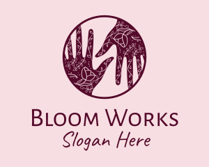 Flower Henna Hands  logo design