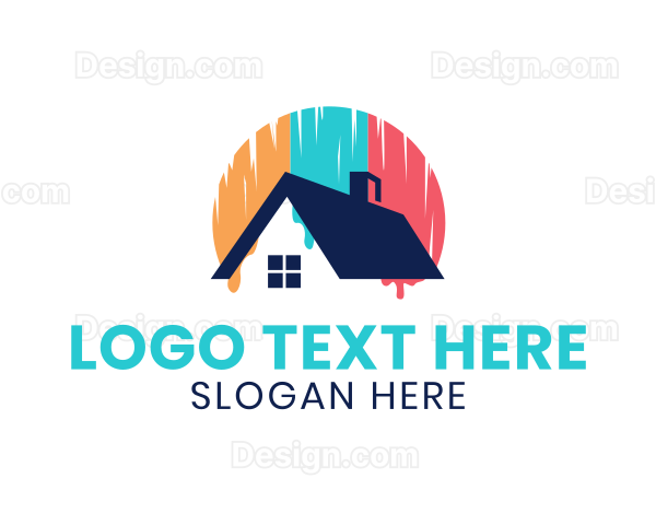 Colorful Roof Paint Drip Logo