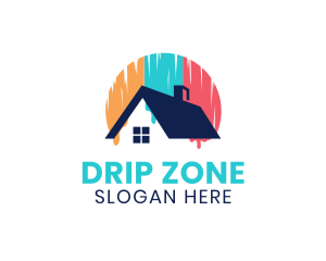 Colorful Roof Paint Drip logo design