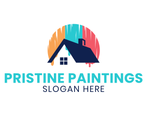 Colorful Roof Paint Drip logo design