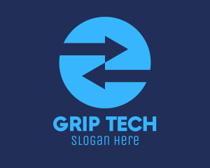 Blue Tech Web Traffic Arrows logo design