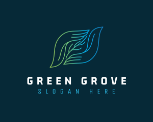 Gradient Leaf Hand logo design