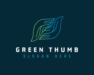 Gradient Leaf Hand logo design