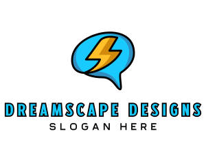 Lightning Brain Chat  logo design