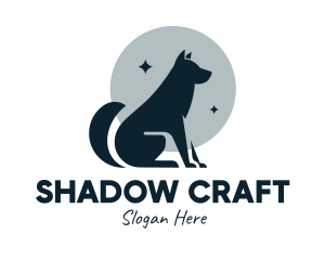 Moon Wolf Silhouette  logo design