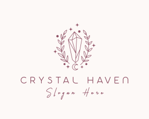 Moon Crystal Wreath  logo design