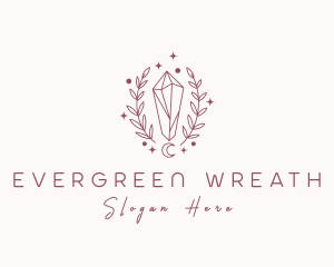 Moon Crystal Wreath  logo design