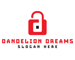 Red D Padlock logo design