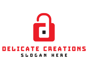 Red D Padlock logo design