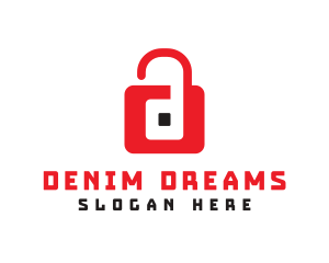 Red D Padlock logo design