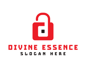 Red D Padlock logo design